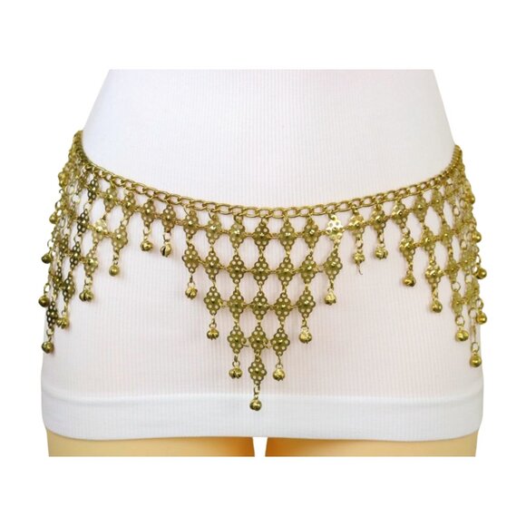 New Women Gold Metal Belly Dance Ethnic Fashion Charms Belt Hip Waist Size M L - Picture 2 of 16
